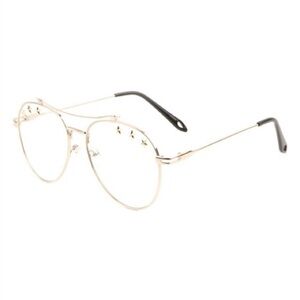 NEW ARRIVALS UNISEX GOLD STAR STUDDED CLEAR LENS AVIATORS GLASSES